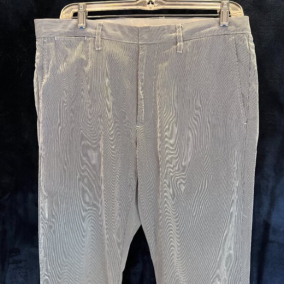 J. Crew Bedford Chino Pants 34x32 Blue White Stripe Flat Front Seersucker Summer - Picture 1 of 8